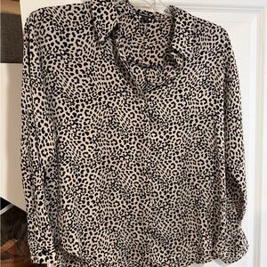 Express Black and Cream Leopard Print Blouse